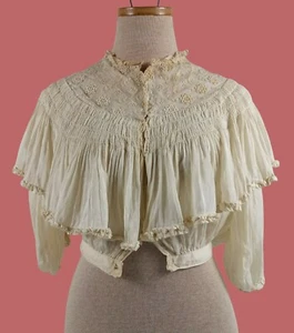 Rare Victorian Edwardian 1800s Silk Lace 19th Century Womens Blouse Layered sz S - Picture 1 of 10