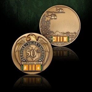 MONEDA DESAFÍO 50 ANIVERSARIO VETERANO GUERRA DE VIETNAM 1,75" - Imagen 1 de 1