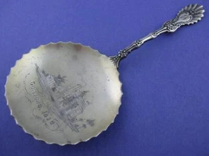 Sterling WHITING Souvenir Bon Bon Spoon RADIANT Guilford CT 1639 house scene - Picture 1 of 7