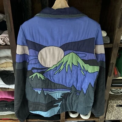 罕见 Free People Magic Mountain Puffer 夹克外套 XS S 蓝色紫色波西米亚 — 第 1/4 张图片