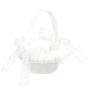 Cesta de flores blanca boda encaje cesta favores cesta aniversario para niñas - Imagen 1 de 12
