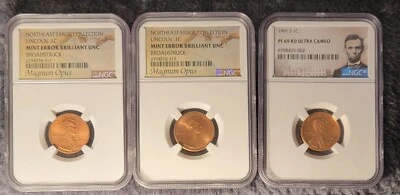 1999 & 2000 Lincoln 1c NGC Mint Error Brilliant UNC Broadstuck 1991S  pf69 ultra - Image 1 of 4