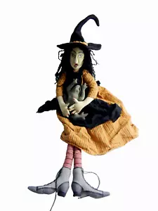 Halloween De Colección Bruja Decoración Estante Cuidador Pesado Rústico Caprichoso Rana 32" Usado en Excelente Condición - Imagen 1 de 5