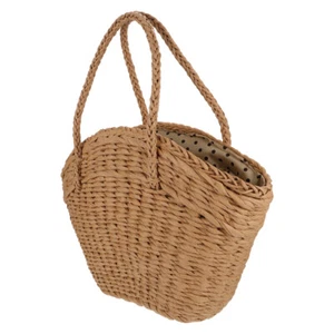 Borsa a mano in paglia di rattan intrecciata di paglia borsa a tracolla borsa in paglia - Foto 1 di 12