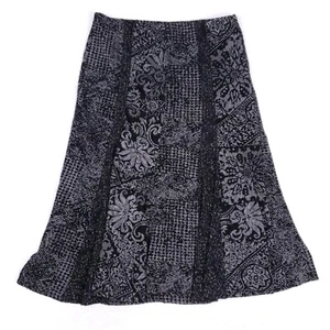 Gonna Alexis Avery linea A fantasia boho media nera grigia retrò vibes vamp goth - Foto 1 di 6