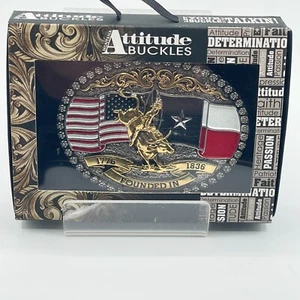 Montana Silversmiths USA/Texas Patriot Bull Rider Gürtelschnalle 4"x3" 2-farbig A920 - Bild 1 von 6