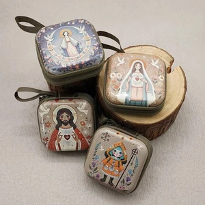 Virgin Mary Rosary Storage Bag Zipper Closure Portable Catholic Praying Supplies - Picture 1 of 42