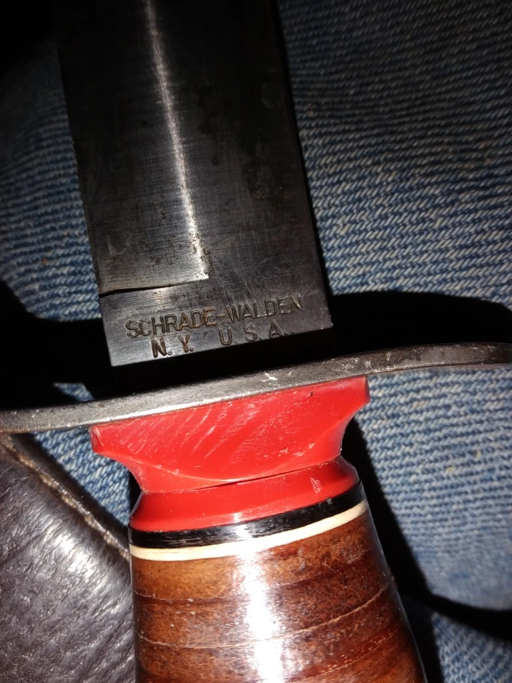 Bonito cuchillo de caza vintage Schrade Walden EE. UU. Bowie Hunter y funda original S-W Foto 1 de 1