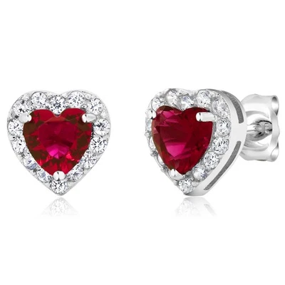 2.32 Ct Heart Shape Zirconia 925 Sterling Silver Women's Earrings - Image 1 of 4