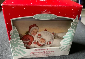 2002 Hallmark Chalkware Ornament Christmas Joy Kids Playing in Snow w/Card - Picture 1 of 5