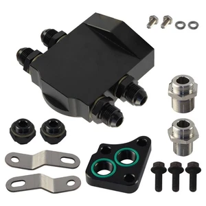 Aluminum Oil Filter Sandwich Plate Kit Alloy For Toyota 1UZ 2UZ 3UZ  Lexus V8 BK - Picture 1 of 11