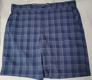 PGA Tour Blue Plaid Golf Shorts Mens 42 Chino Performance Stretch Comfort Casual - Picture 1 of 4