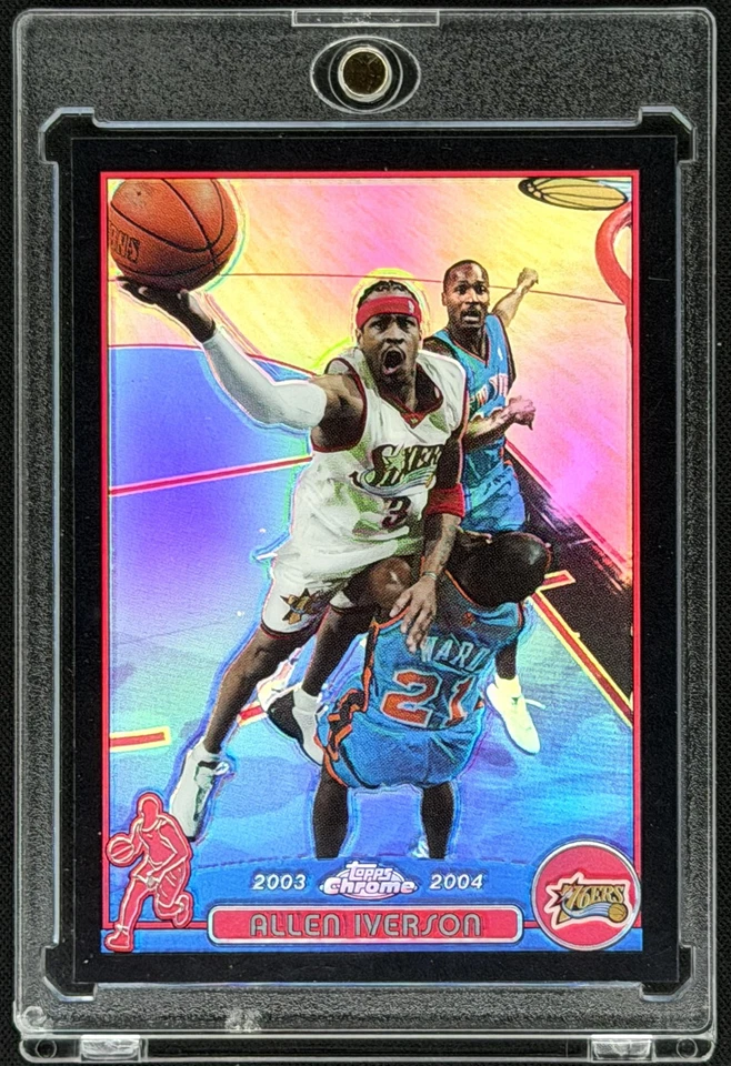 2003-04 Topps Chrome Black Refractor #3 Allen Iverson 76ers HOF /500 - Image 1 of 2