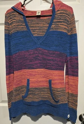Roxy size medium sweater Hooded Multi Colored Long Sleeve Pocket women's summer - Image 1 of 4