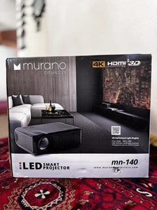 Murano MN-140 LED Smart Projector 4K HDMI 3D Bluetooth with MN 72 Screen & Gt-60 - Picture 1 of 4