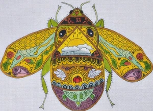 Needlepoint Handpainted Danji Bee w/ Stitch Guide 11x8 - Picture 1 of 4