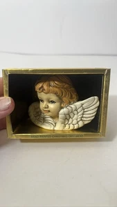 Caja dorada alas adorno ángel querubín pintadas a mano - Imagen 1 de 4