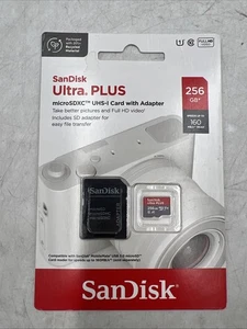 Lot Of 2 SanDisk Ultra Plus MicroSDXC UHS-I Memory Card with Adapter 256GB New - Photo 1 sur 4