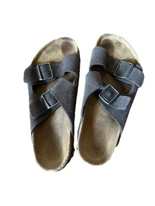 Birkenstock Braun Damen 10 Arizona Wildleder Leder Flache Sandalen Freizeit Hippie - Bild 1 von 4