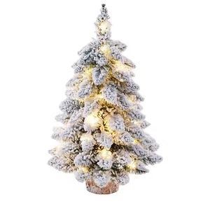 Vorbeleuchteter Weihnachtsbaum 3 Fuß mit warmen LED-Lichtern klein 45 cm Schneeeffekt - Bild 1 von 10