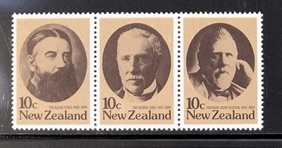 NEW ZEALAND 1979 Statesmen - 10 cents - 1 x 3 Strip of Stamps - M/XF/NH - Image 1 of 4