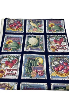 Joan Kessler Concord Fabric Secrets of the Garden Seed Pack Panels 5 yds Blue - Picture 1 of 3