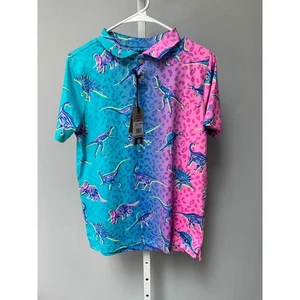 Chubbies Youth Dino Delight Performance Polo Shirt Dinosaur YL Large BNWT $49.50 - Picture 1 of 6
