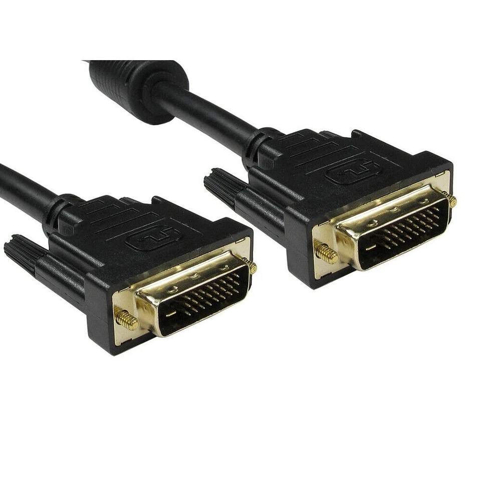1.8m DVI Monitor Cable 25 Pin (24+1 pin) DVI-D Male to M Digital Dual Link Lead - Image 1 of 1