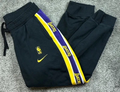 Nike Los Angeles Lakers Sweatpants Mens XXL 2XL Black Yellow Swoosh Logoman - Image 1 of 4