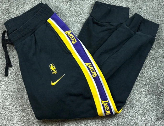 Nike Los Angeles Lakers Sweatpants Mens XXL 2XL Black Yellow Swoosh Logoman - Image 1 of 4