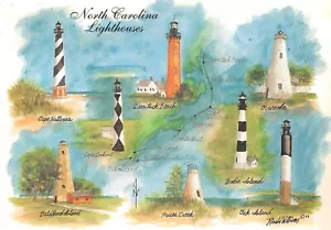 H757 NORTH CAROLINA LIGHT HOUSES POSTCARD - Picture 1 of 2