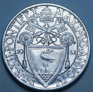 Vatican City 50 Centesimi, 1942 Gem Unc~Justice Seated With Tablets Of Law~Fr/Sh - Picture 1 of 2
