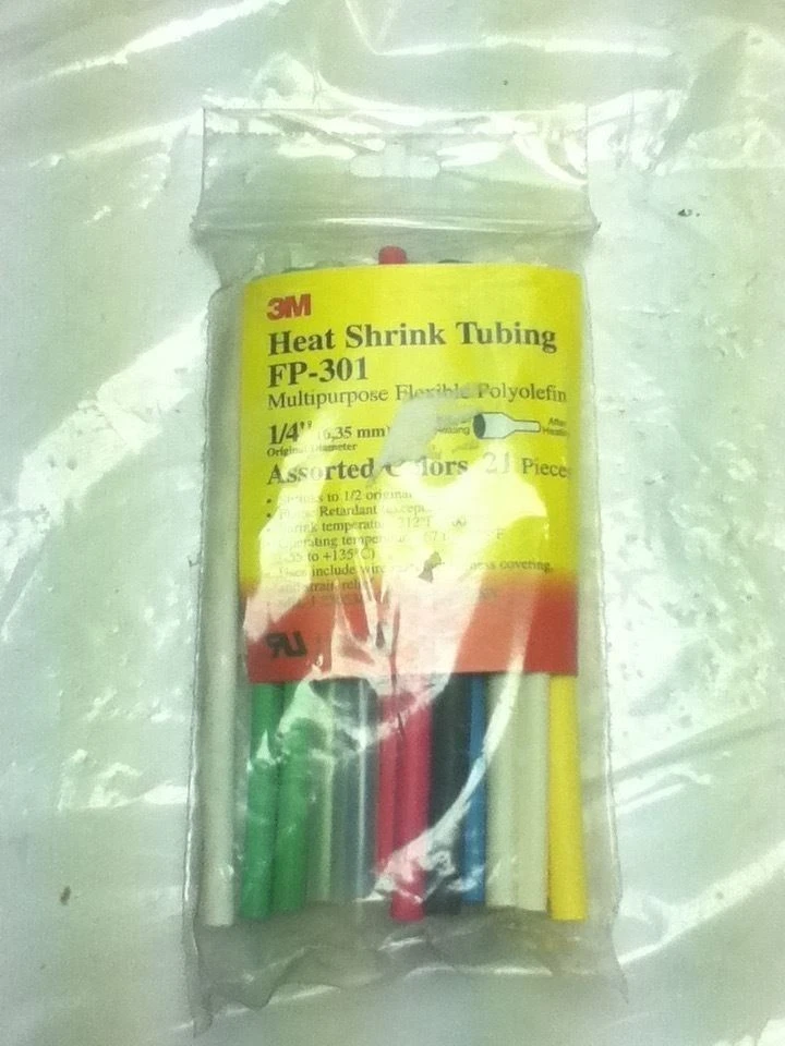 3M FP-301 1-1/2" Heat Shrink Tubing Multipurpose Flexible Polyolefin 6" 6-pack