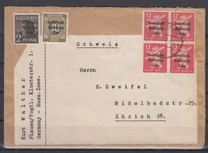DC22699/ GERMANY SOVIET ZONE – MI # 182 + 204A (BLOCK OF 4) + 208 ON COVER - Picture 1 of 1