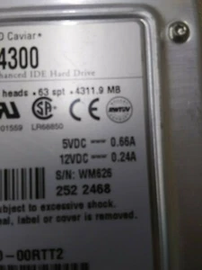 Western Digital Caviar AC14300-00RTT3 4.3GB EIDE Hard Drive Legacy Computing - Picture 1 of 2
