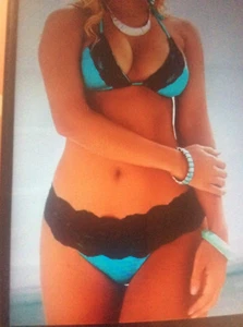 Markenloser neuer blauer Spitzenbikini Large - Bild 1 von 2