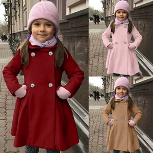 Toddler Kids Duffle Overcoat Winter Charm Windbreaker Jacket Wool Blends Coat - Picture 1 of 19