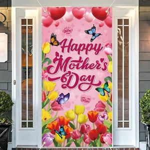 Happy Mothers Day Decorations, 70.8'' x 35.4'' Mother Day Banner Door Cover, Col - Picture 1 of 5