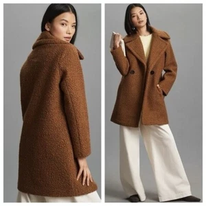 NVLT flacher Bouclé Zweireiher Mantel Coat Cognac Größe M - Bild 1 von 6