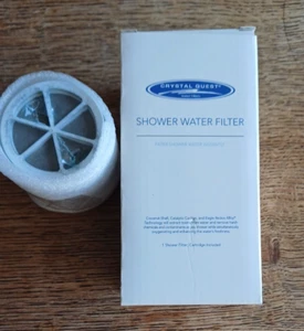 Crystal Quest Shower Water Filter and spare cartridge, Silver, New in box - Picture 1 of 6