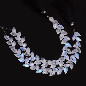 AAA+ Blue Fire Moonstone Tulip Flower Buds Faceted Teardrop Briolette 6" Strand - Picture 1 of 4