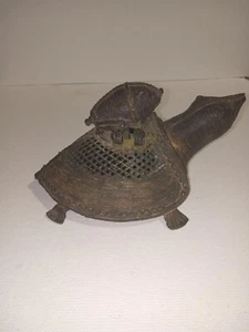 Antique Brass African Storage Box Dorka Turtle Fragrance Box Tobacco Lock Box - Picture 1 of 9