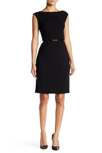 Ellen Tracy Sleeveless Belted Embellished Cocktail Sheath Dress Black Size 6 - Picture 1 of 4