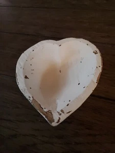 47th & Main Carved Heart-Shaped Wooden Bowl/Trinket Dish, Small, White - Picture 1 of 3