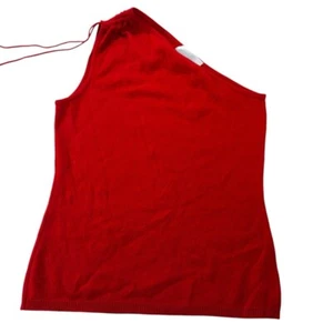 Badgley Mischka cashmere one shoulder sweater sz 8 red EUC - Picture 1 of 6