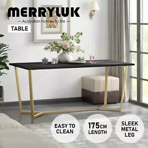 Merryluk Coco Herringbone 6 Seaters Dining Table with Metallic Legs 175 CM - Picture 1 of 8
