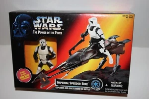 Star Wars Imperial Speeder Bike Biker Scout Trooper Endor Power of the Force 95 - Picture 1 of 4