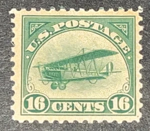 Travelstamps: 1918 US Stamps Scott# C2 Air Mail, 16c, Curtiss Jenny Mint, OG - Picture 1 of 5