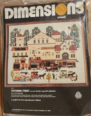 NEW Dimensions VICTORIAN STREET 1177 Crewel Cross Stitch Kit 1980 Wysocki - Image 1 of 4