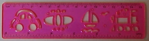 15cm Clear Transport Stencil Ruler (6 Inch - Car, Plane, Boat, Train) - Picture 1 of 1